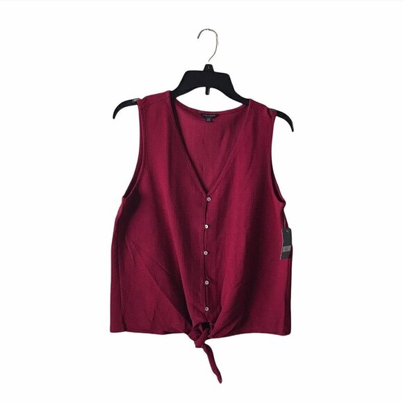 NWT - Lucky Brand Sleeveless Button Down Tie-Front - Picture 1 of 6
